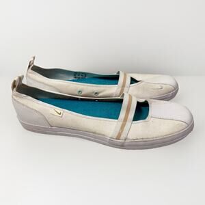 Nike Sneaker Flats Women 10 White Capri Ballerina Y2K Tenniscore Preppy Vintage